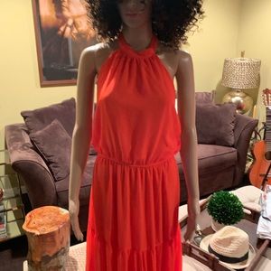 Sexy corally orange halter dress